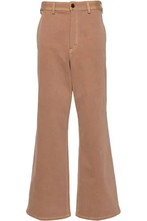 Marni Contrast-stitching straight-leg trousers