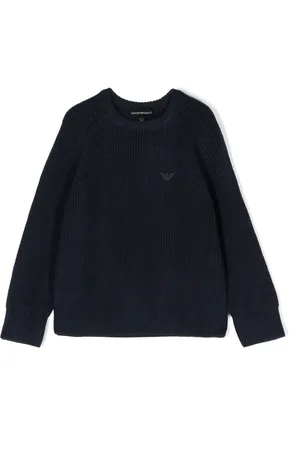 Emporio Armani Logo-embroidered chunky-knit jumper