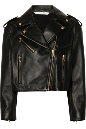 Palm Angels Logo-print leather biker jacket