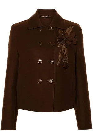 ERMANNO SCERVINO Floral-appliqué double-breasted jacket