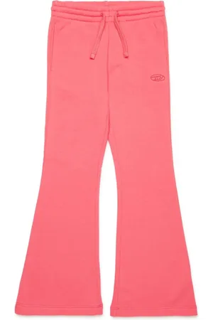 Diesel Logo-embroidered fleece bootcut trousers