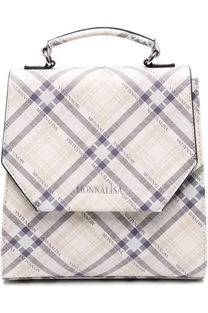 MONNALISA Logo-lettering tartan backpack