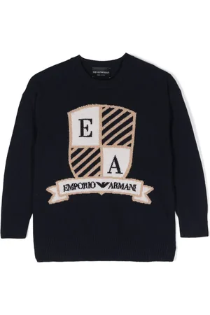 Emporio Armani Logo-intarsia crew-neck jumper