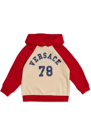 VERSACE Logo-print two-tone cotton hoodie