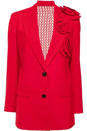 VALENTINO GARAVANI Floral appliqué v-neck blazer