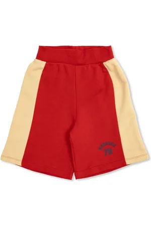 VERSACE Logo-print two-tone cotton shorts