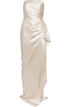 Michelle Mason Strapless gathered silk gown