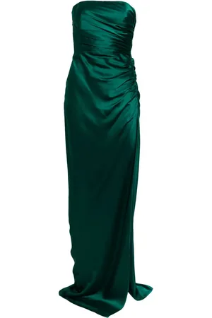 Michelle Mason Strapless gathered silk gown