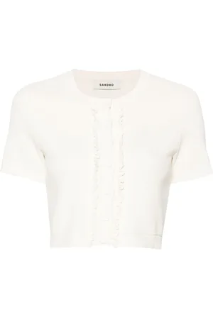 Sandro Ruffle-trim cropped cardigan