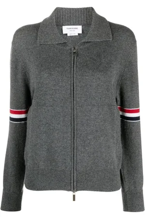 Thom Browne RWB-striped cashmere zipped-up cardigan