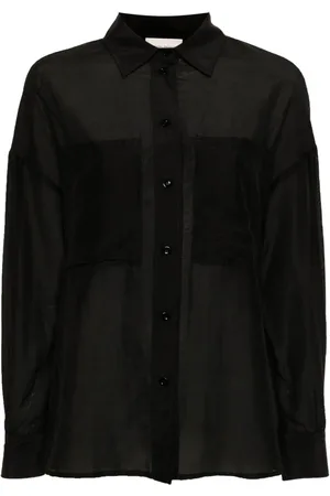 SEMICOUTURE Chest-pockets semi-sheer shirt