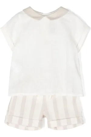 LA STUPENDERIA Striped linen shorts set