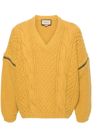 Gucci V-neck cable-knit wool jumper