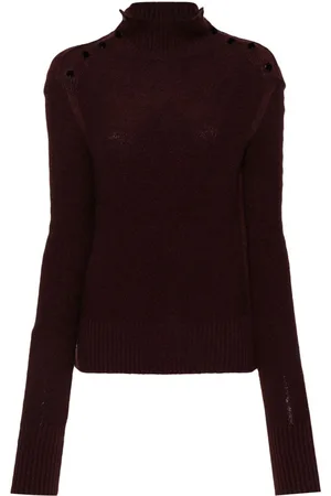 Serafini Studded-shoulders mock-neck jumper