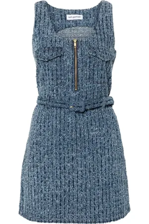 Self-Portrait Textured-denim mini dress