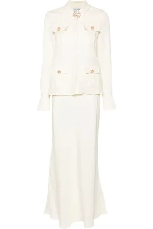 Self-Portrait Crystal-embellished button maxi dress