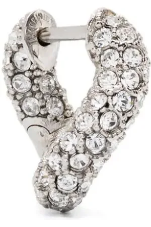 Balenciaga Crystal-embellished asymmetric hoop earrings