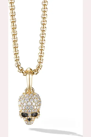 David Yurman 18kt yellow Memento Mori Skull diamond amulet
