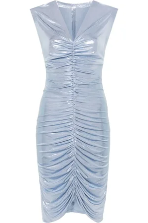 Norma Kamali Lamé ruched sleeveless mini dress