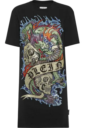 Philipp Plein Tattoo crystal T-shirt dress