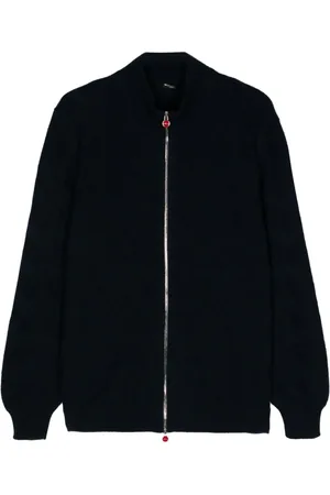 Kiton Chevron-knit zip-up cardigan
