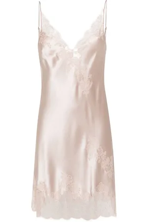CARINE GILSON Calais-Caudry lace-trim silk slip dress