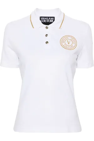 VERSACE Embroidered-logo polo top