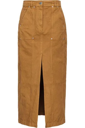 Pinko Front-slit cotton midi skirt