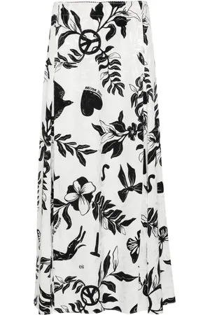 Moschino Patterned-jacquard satin midi skirt