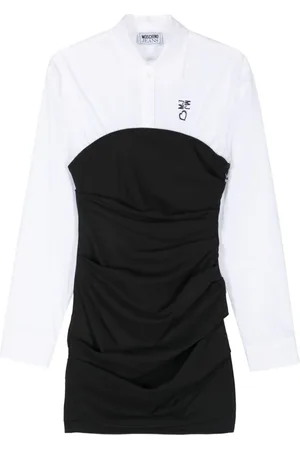 Moschino Logo-print ruched shirtdress