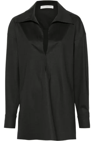 Serafini Split-neck long-sleeve blouse