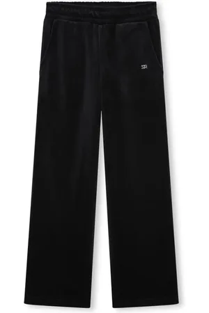Sonia Rykiel Enfant Rhinestone-logo velvet track pants