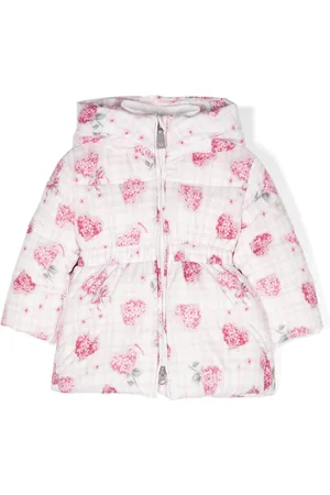 MONNALISA Floral-print hooded puffer coat