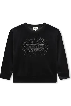 Sonia Rykiel Enfant Rhinestone-logo velvet T-shirt