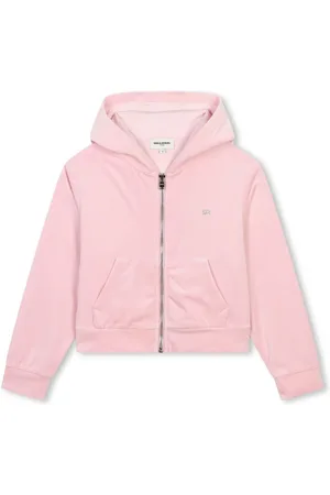 Sonia Rykiel Enfant Rhinestones-logo velvet hoodie