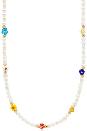 Nialaya Flower-beads pearl necklace