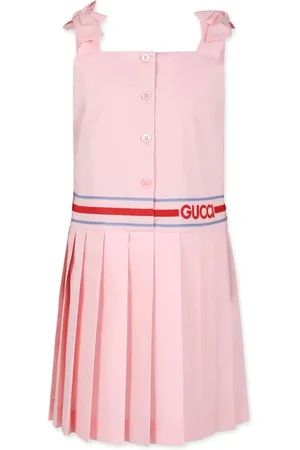 Gucci Embroidered-logo pleated dress