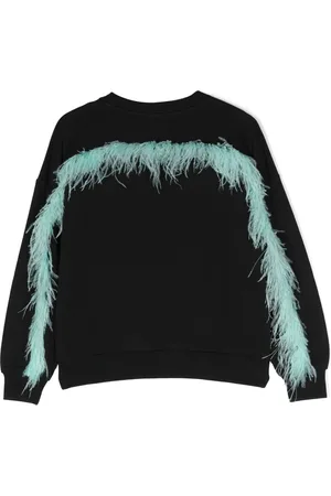 Le pandorine Feather-trim organic cotton sweatshirt