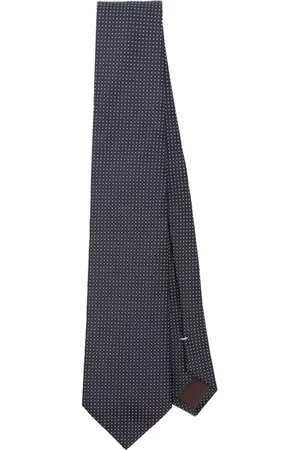 CANALI Polka dot embroidery silk tie