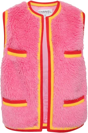 CHANEL 1990-2000s CC faux-fur vest