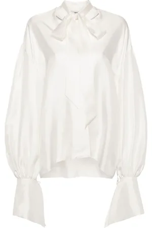 MANURI Gathered silk blouse
