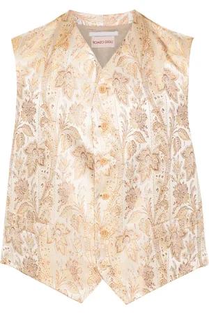 ROMEO GIGLI 1990s botanical-jacquard silk vest