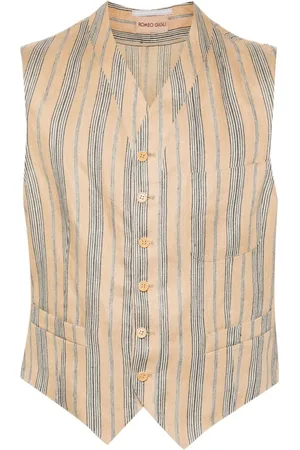 ROMEO GIGLI 1990s striped herringboned vest