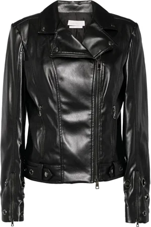 Saiid Kobeisy Metal ring zipped leather jacket