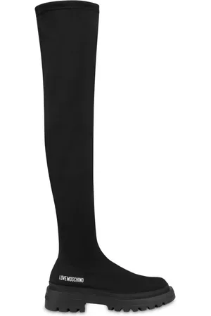 Moschino Logo-print thigh-high boots