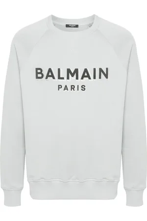 Balmain Logo-flocked cotton sweatshirt