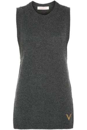 VALENTINO GARAVANI Logo-plaque knitted top