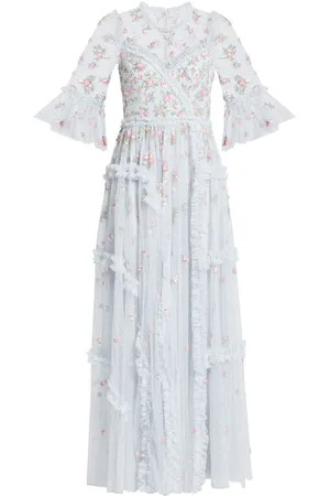 Needle & Thread Shimmer Ditsy long-sleeve gown