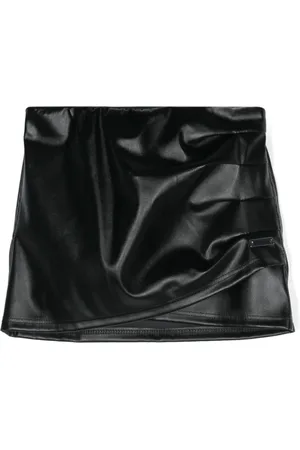 MONNALISA Faux-leather wrap miniskirt