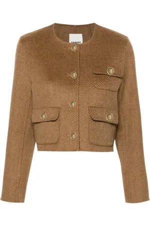 Sandro Collarless felted cropped jacket